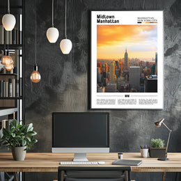 Midtown Manhattan Sunset Skyline Travel Poster PosterGoat