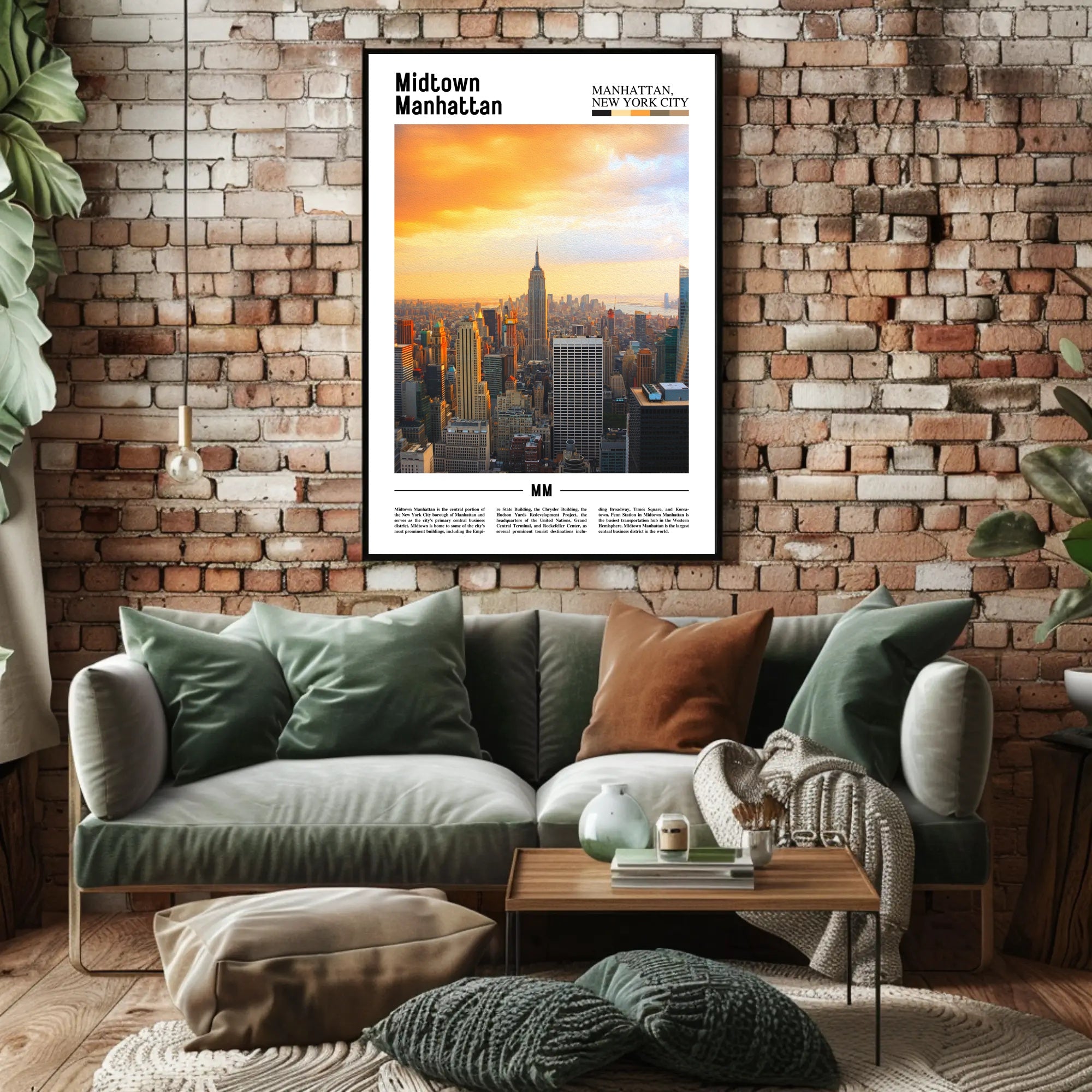 Midtown Manhattan Sunset Skyline Travel Poster PosterGoat