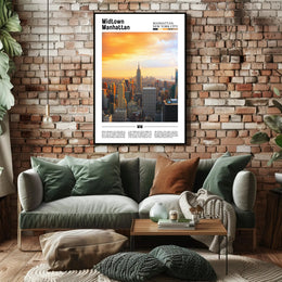 Midtown Manhattan Sunset Skyline Travel Poster PosterGoat