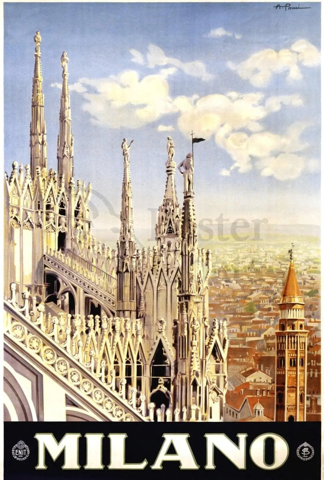 Milan Gothic Architecture Celebrated with Italian Travel Poster PosterGoat