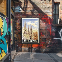 Milan Gothic Architecture Celebrated with Italian Travel Poster PosterGoat