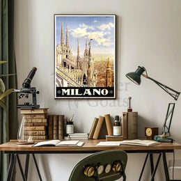 Milan Gothic Architecture Celebrated with Italian Travel Poster PosterGoat