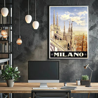 Milan Gothic Architecture Celebrated with Italian Travel Poster PosterGoat
