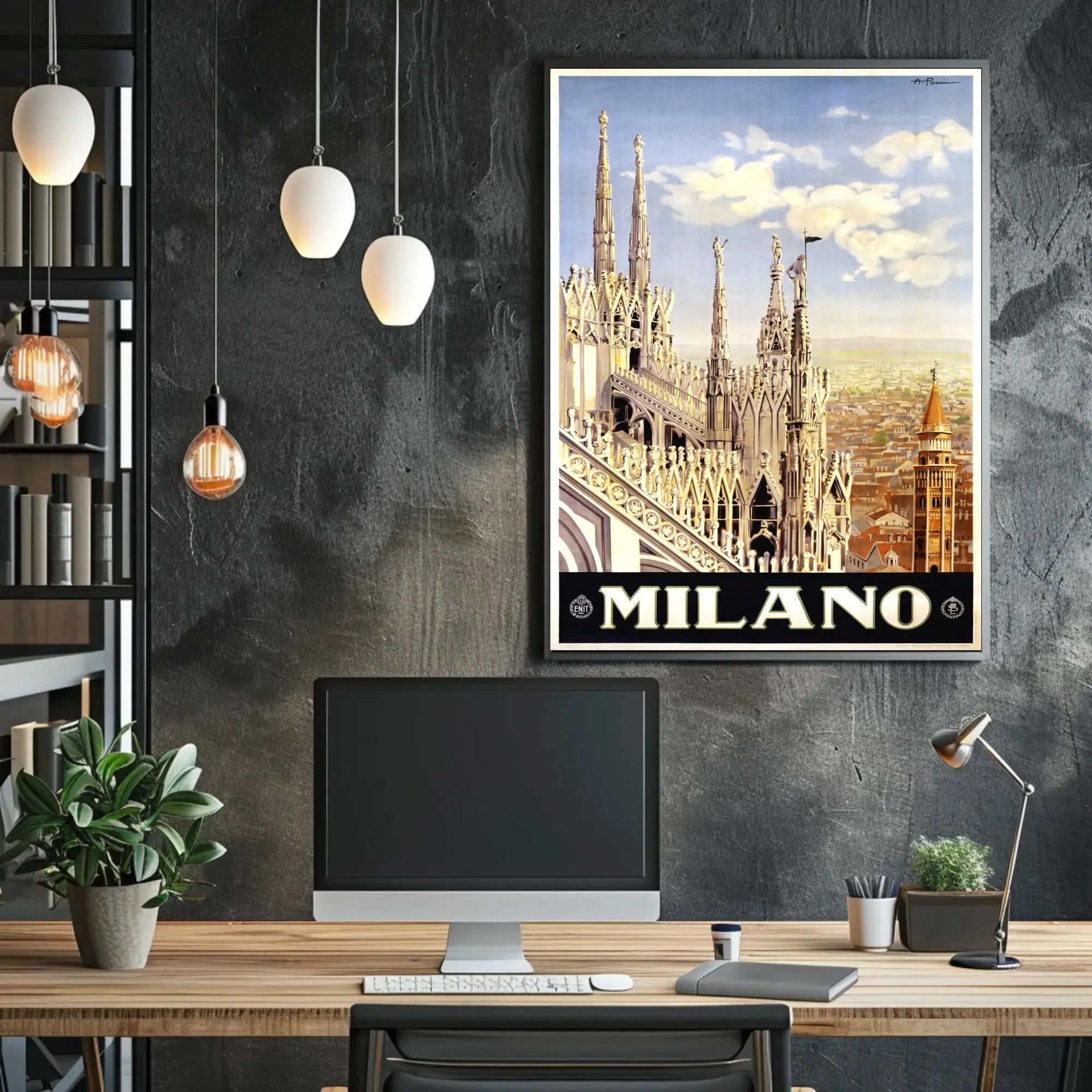 Milan Gothic Architecture Celebrated with Italian Travel Poster PosterGoat