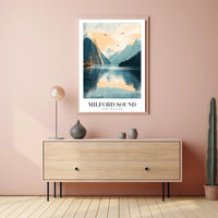 Milford Sound Serenity in Photorealistic Travel Poster PosterGoat
