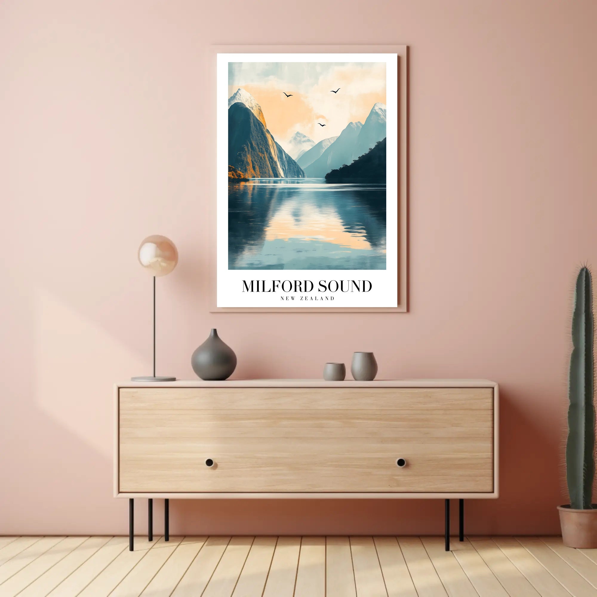 Milford Sound Serenity in Photorealistic Travel Poster PosterGoat