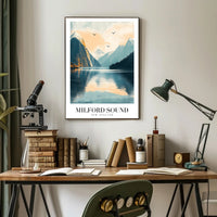 Milford Sound Serenity in Photorealistic Travel Poster PosterGoat