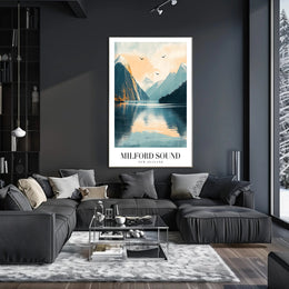 Milford Sound Serenity in Photorealistic Travel Poster PosterGoat