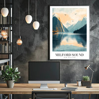 Milford Sound Serenity in Photorealistic Travel Poster PosterGoat