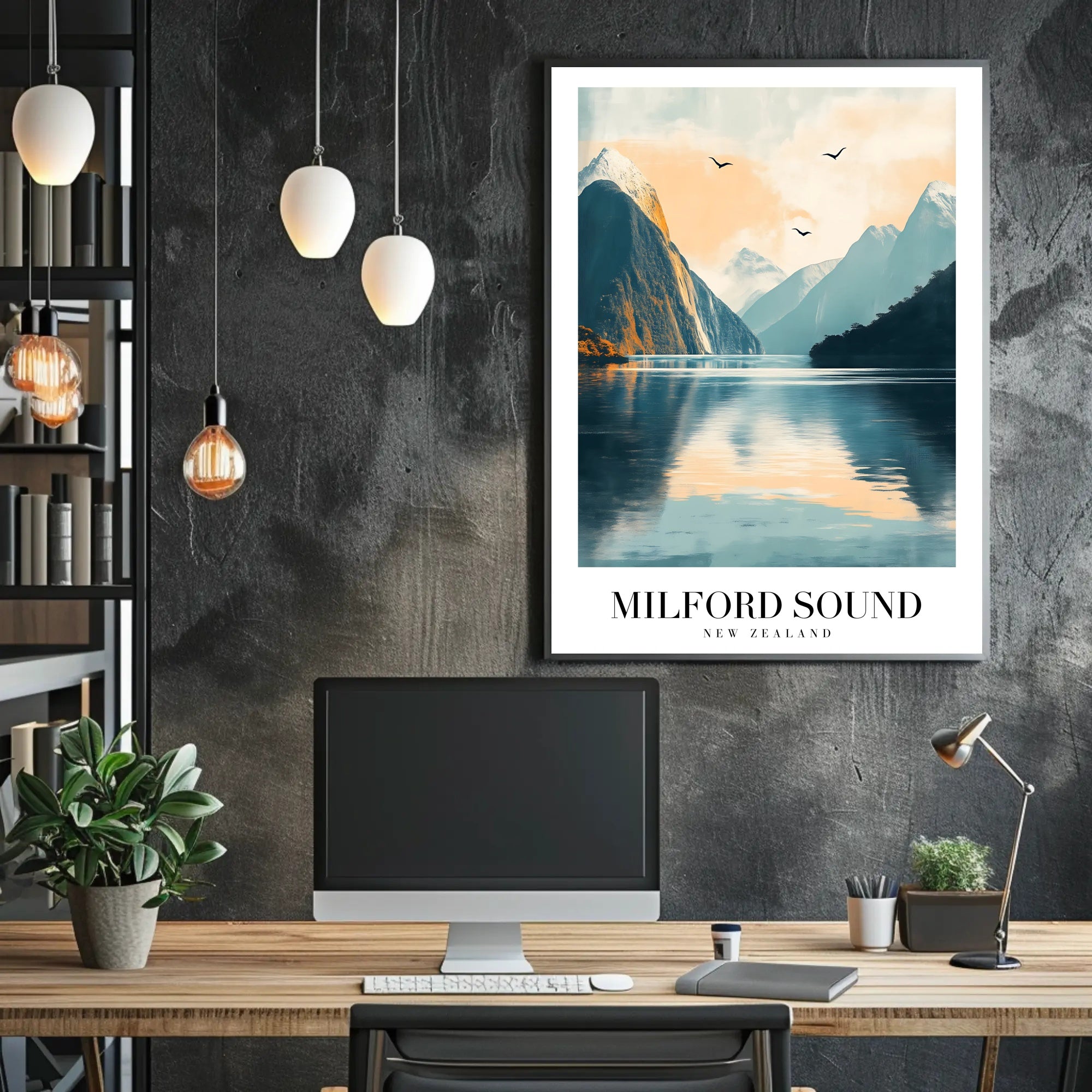 Milford Sound Serenity in Photorealistic Travel Poster PosterGoat