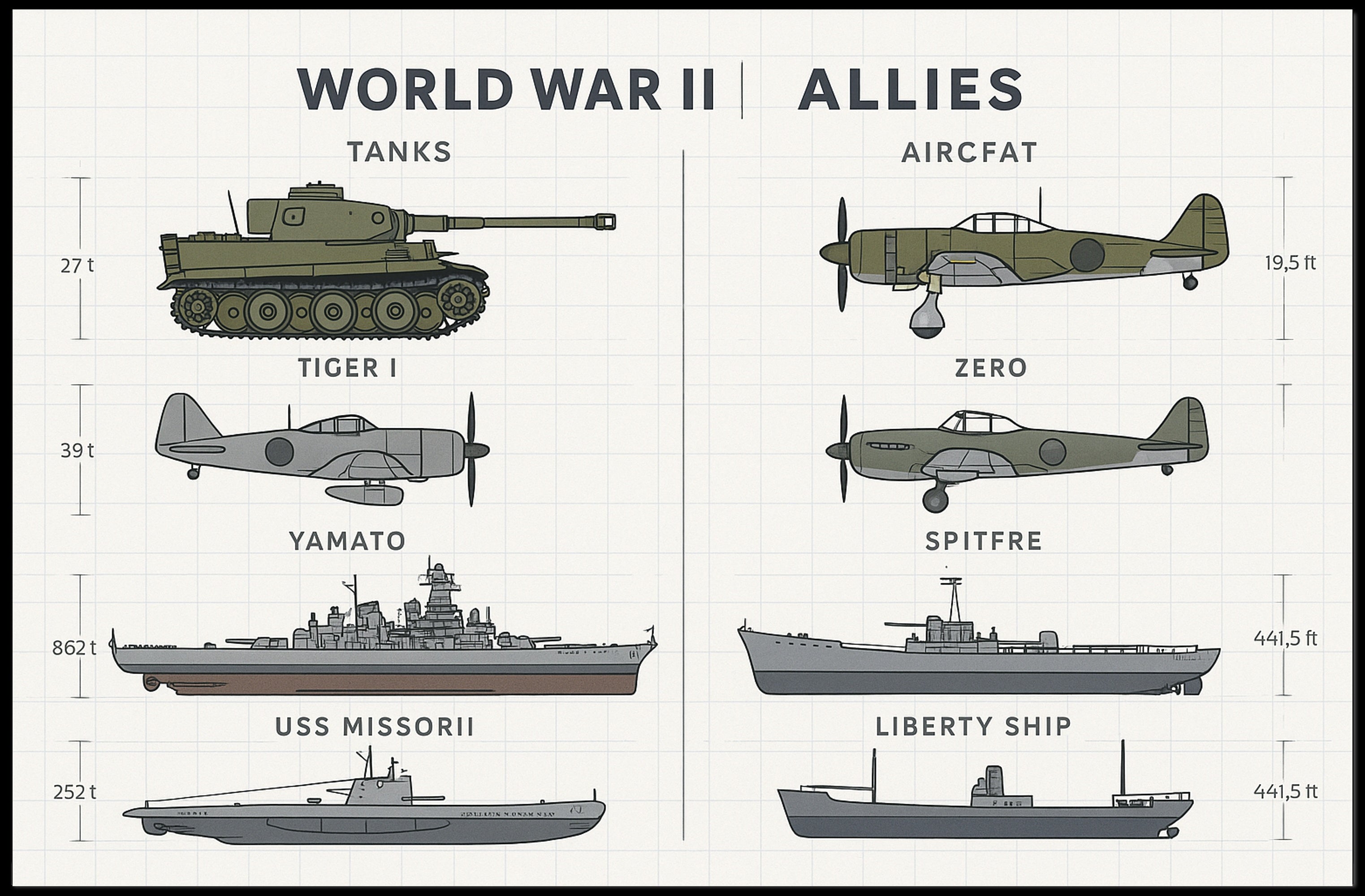 Military Vehicles Compilation WWII Poster PosterGoat