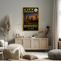 Milwaukee City Edition: Historical Skyline Travel Poster PosterGoat
