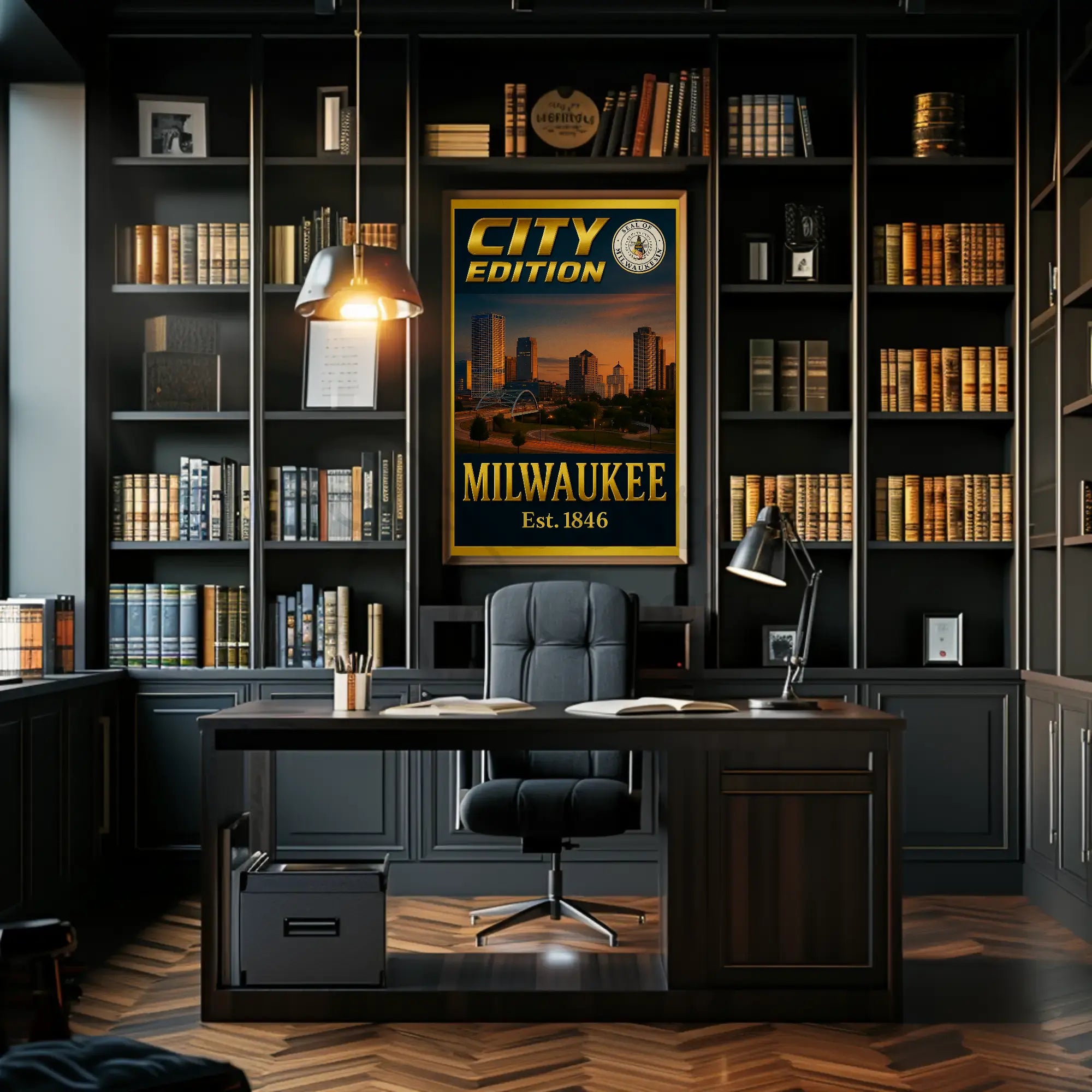 Milwaukee City Edition: Historical Skyline Travel Poster PosterGoat