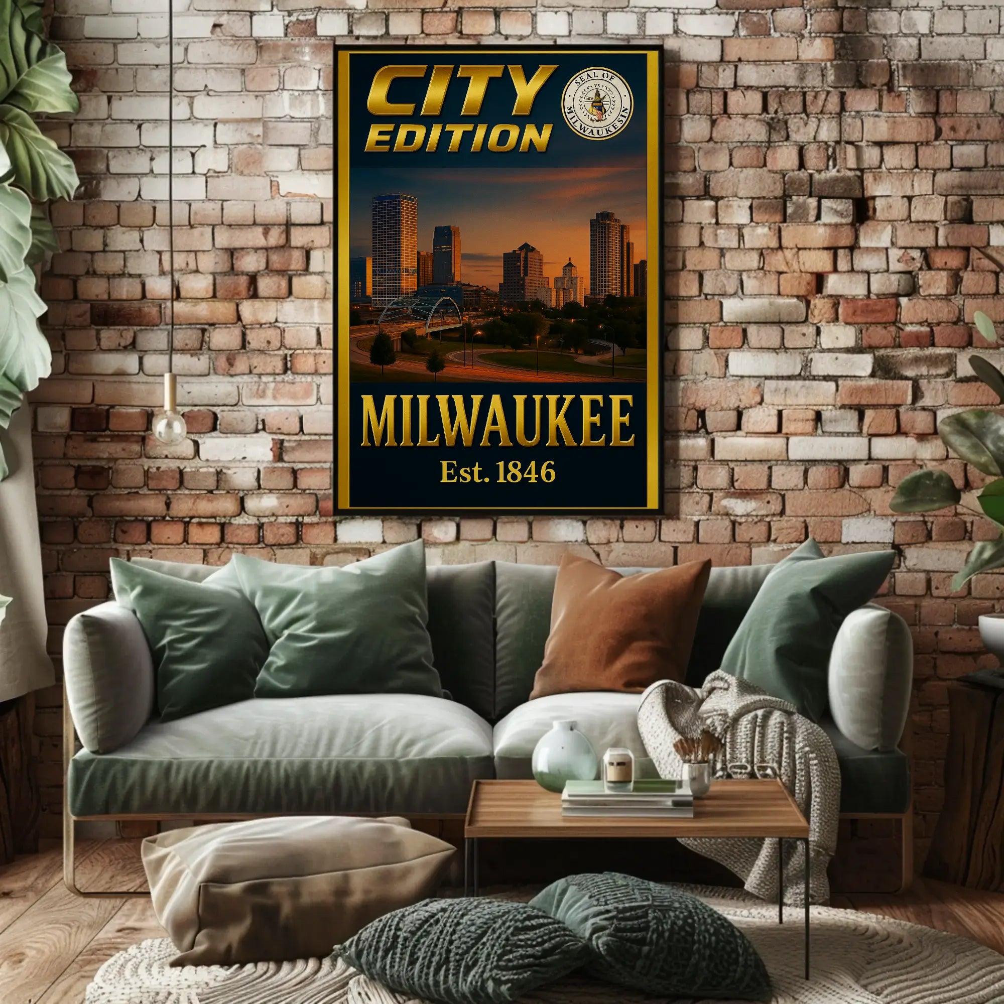 Milwaukee City Edition: Historical Skyline Travel Poster PosterGoat