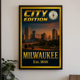 Milwaukee City Edition: Historical Skyline Travel Poster PosterGoat