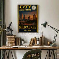 Milwaukee City Edition: Historical Skyline Travel Poster PosterGoat