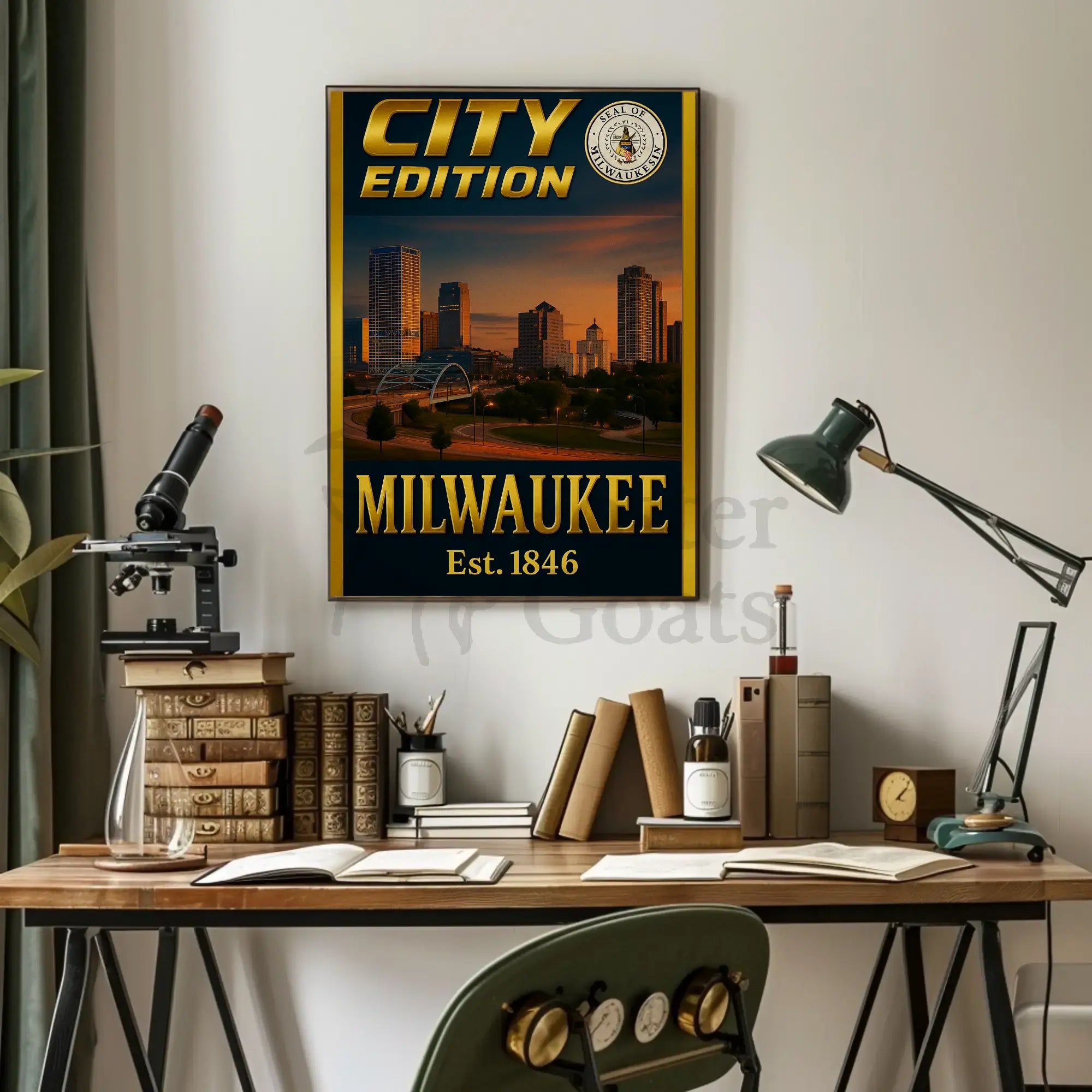 Milwaukee City Edition: Historical Skyline Travel Poster PosterGoat