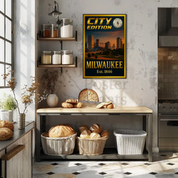Milwaukee City Edition: Historical Skyline Travel Poster PosterGoat