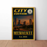 Milwaukee City Edition: Historical Skyline Travel Poster PosterGoat