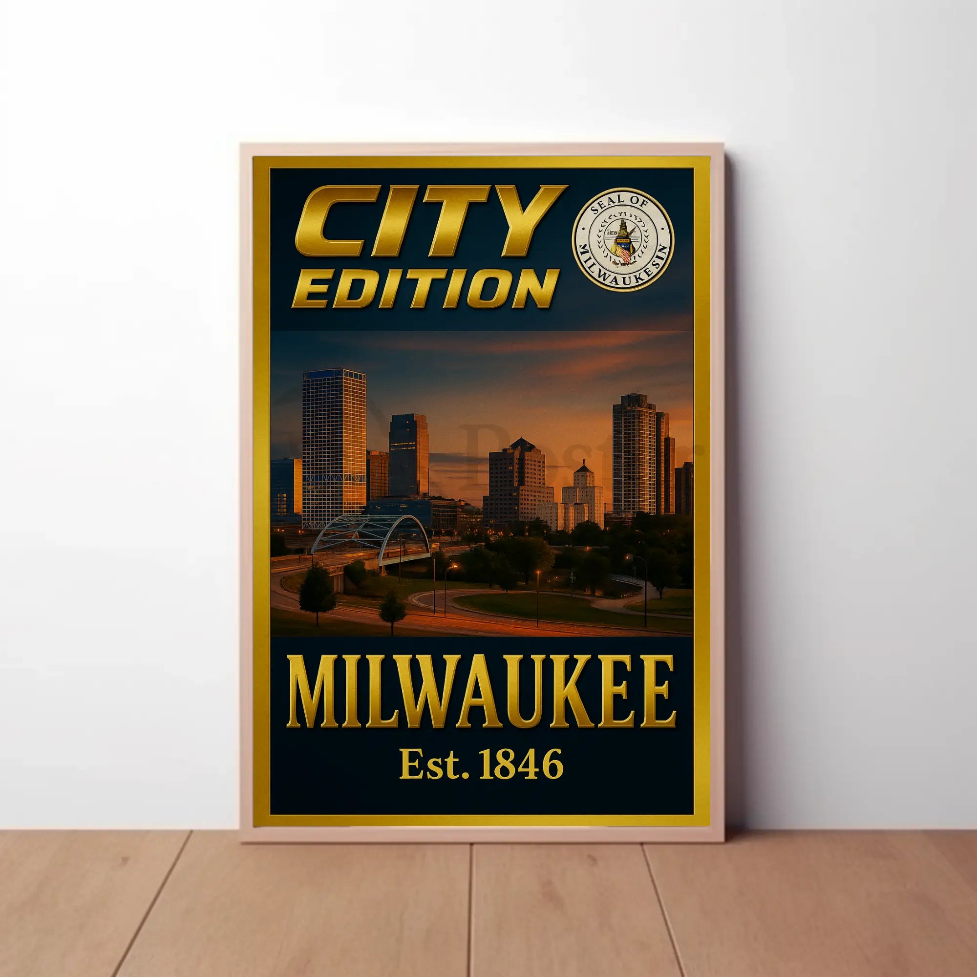 Milwaukee City Edition: Historical Skyline Travel Poster PosterGoat