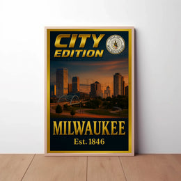 Milwaukee City Edition: Historical Skyline Travel Poster PosterGoat