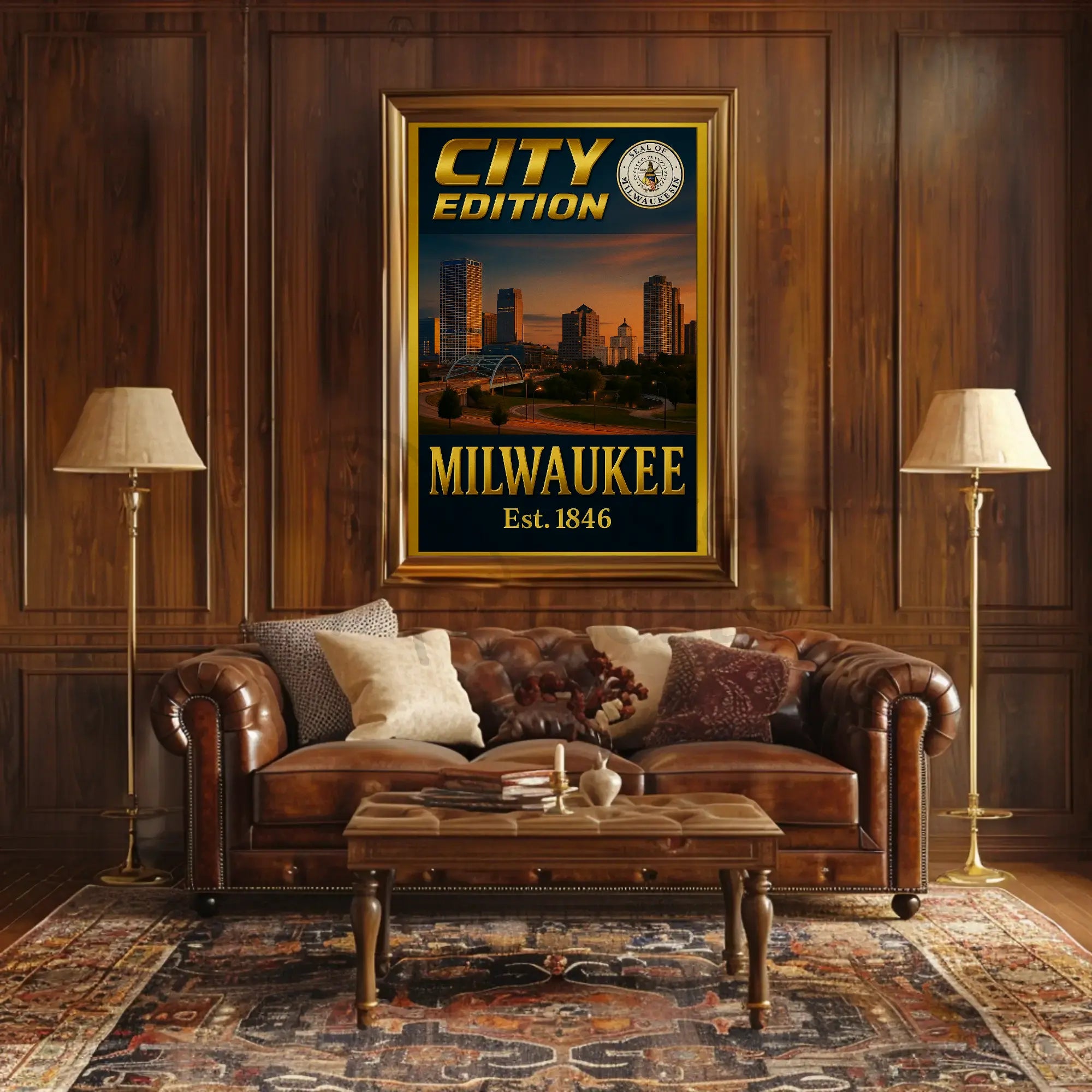 Milwaukee City Edition: Historical Skyline Travel Poster PosterGoat