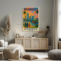 Milwaukee Riverside Vintage Travel Poster PosterGoat