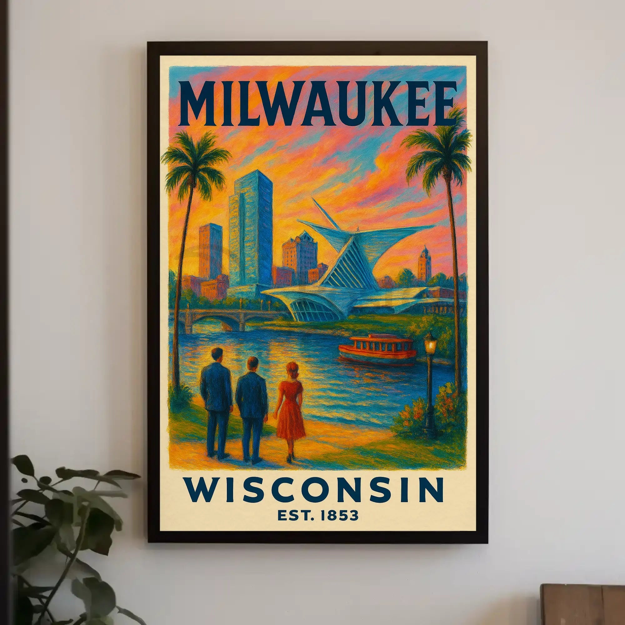 Milwaukee Riverside Vintage Travel Poster PosterGoat