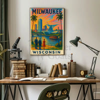Milwaukee Riverside Vintage Travel Poster PosterGoat