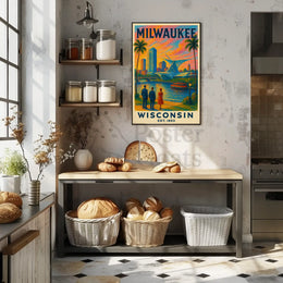Milwaukee Riverside Vintage Travel Poster PosterGoat