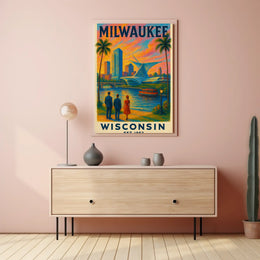 Milwaukee Riverside Vintage Travel Poster PosterGoat
