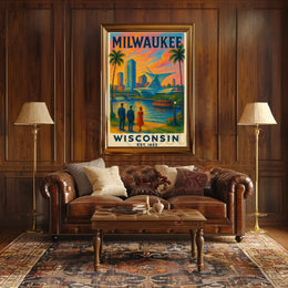 Milwaukee Riverside Vintage Travel Poster PosterGoat