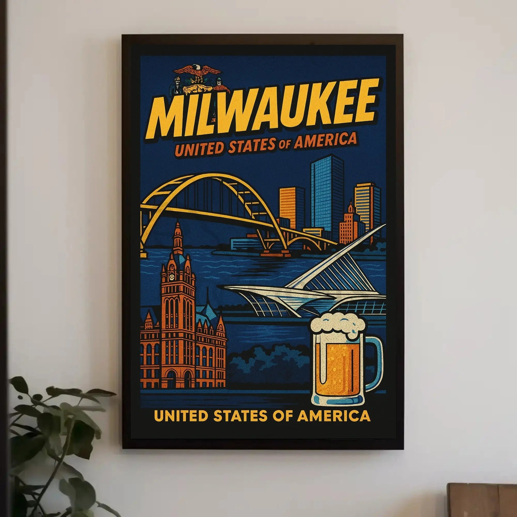 Milwaukee Skyline Vintage Travel Poster PosterGoat