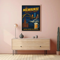Milwaukee Skyline Vintage Travel Poster PosterGoat