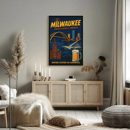 Milwaukee Skyline Vintage Travel Poster PosterGoat