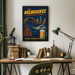 Milwaukee Skyline Vintage Travel Poster PosterGoat