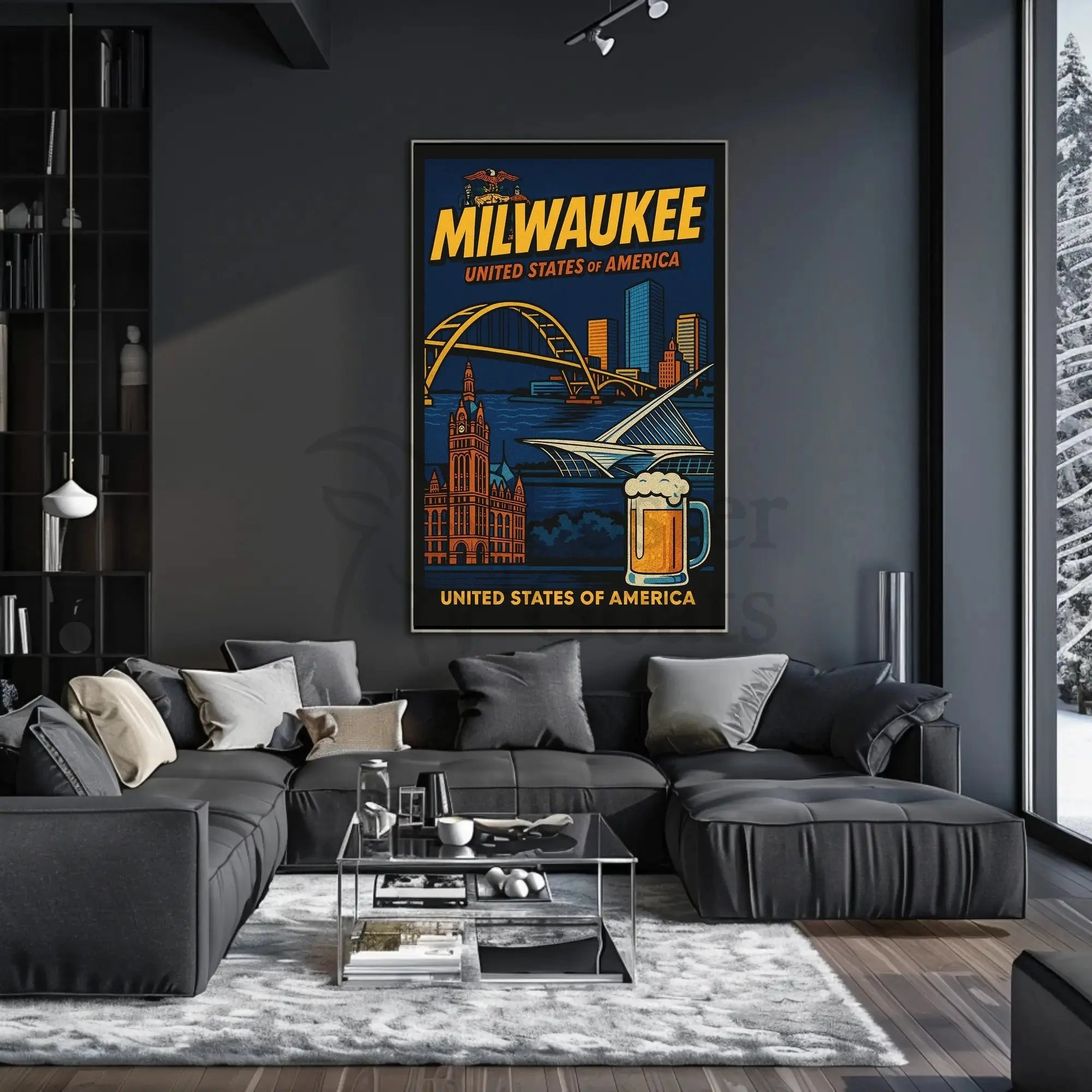 Milwaukee Skyline Vintage Travel Poster PosterGoat