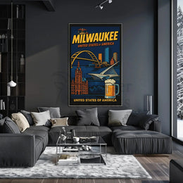 Milwaukee Skyline Vintage Travel Poster PosterGoat