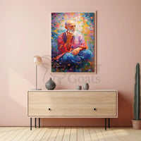 Mindful Elder's Serenity in Meditation Artistic Poster PosterGoat