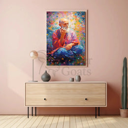 Mindful Elder's Serenity in Meditation Artistic Poster PosterGoat