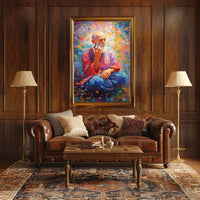 Mindful Elder's Serenity in Meditation Artistic Poster PosterGoat