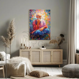 Mindful Elder's Serenity in Meditation Artistic Poster PosterGoat