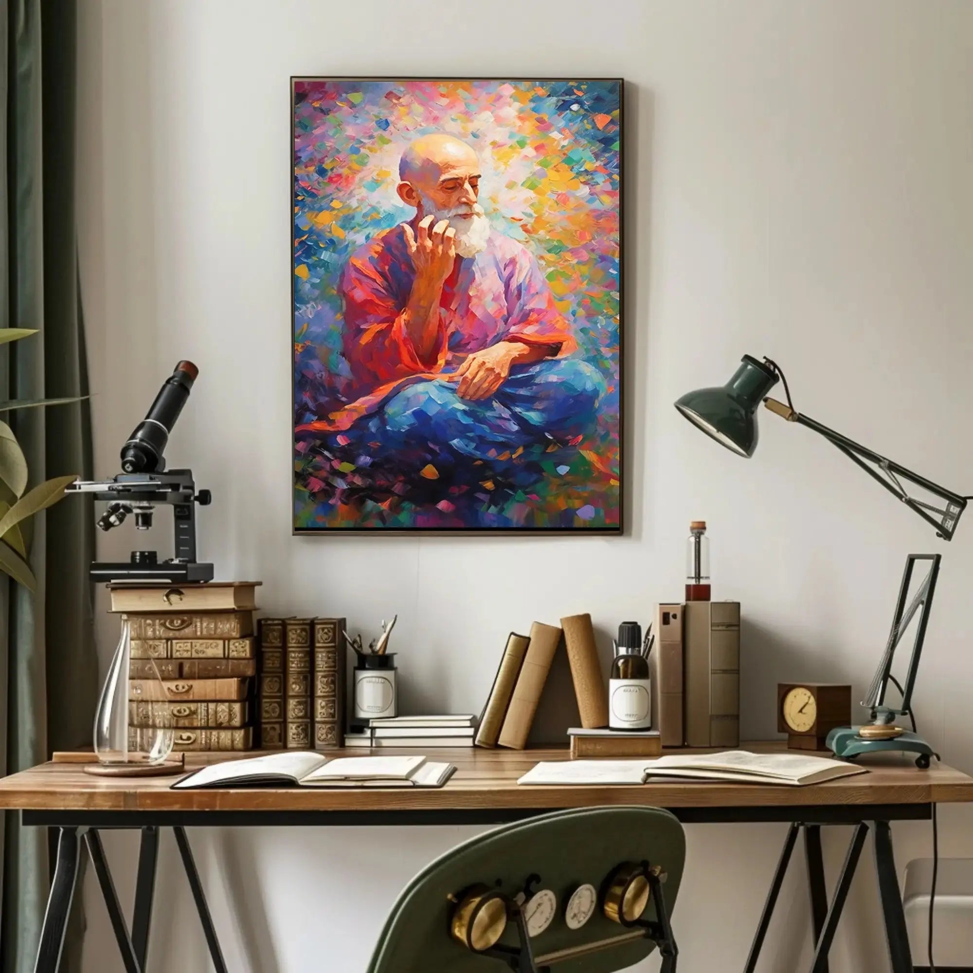 Mindful Elder's Serenity in Meditation Artistic Poster PosterGoat