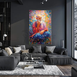 Mindful Elder's Serenity in Meditation Artistic Poster PosterGoat