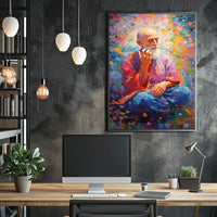 Mindful Elder's Serenity in Meditation Artistic Poster PosterGoat