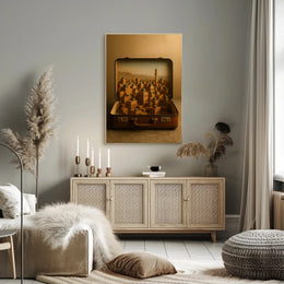 Miniature Cityscape in Suitcase: Surreal Urban Cityscape Poster PosterGoat