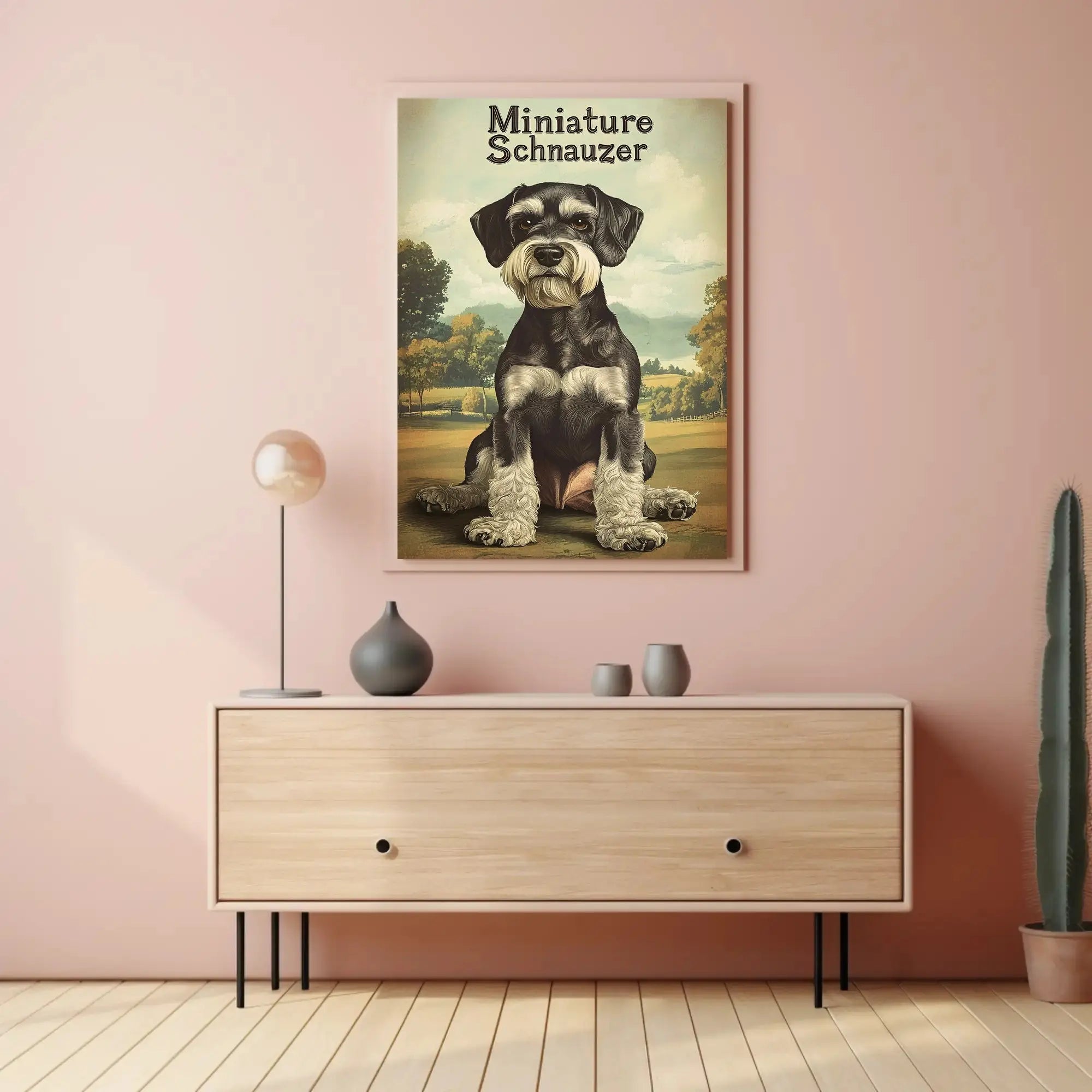 Miniature Schnauzer Countryside Charm Dog Breed Poster PosterGoat
