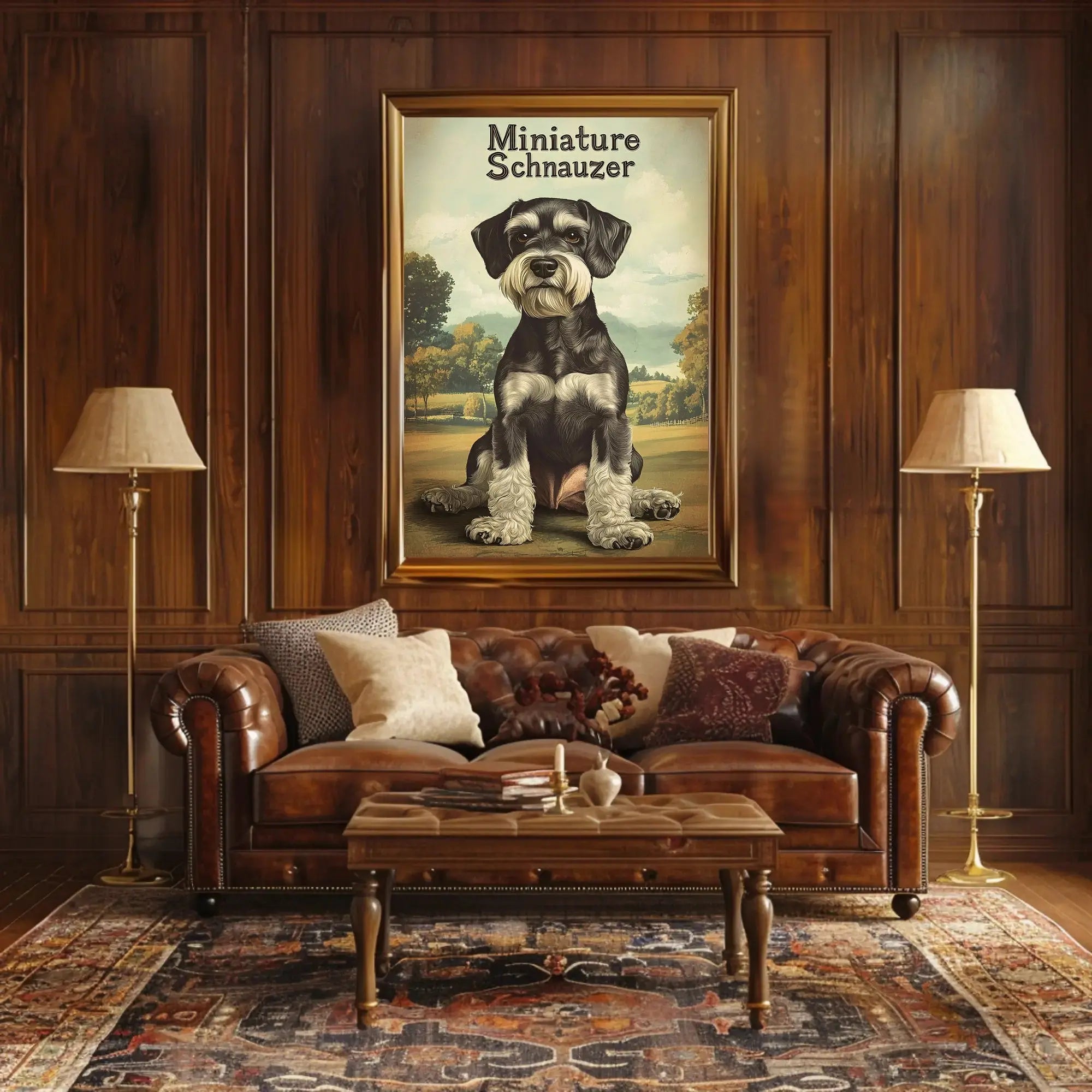 Miniature Schnauzer Countryside Charm Dog Breed Poster PosterGoat