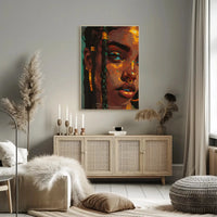 Minimalist Fashion Silhouette in Orange Artistic Poster PosterGoat