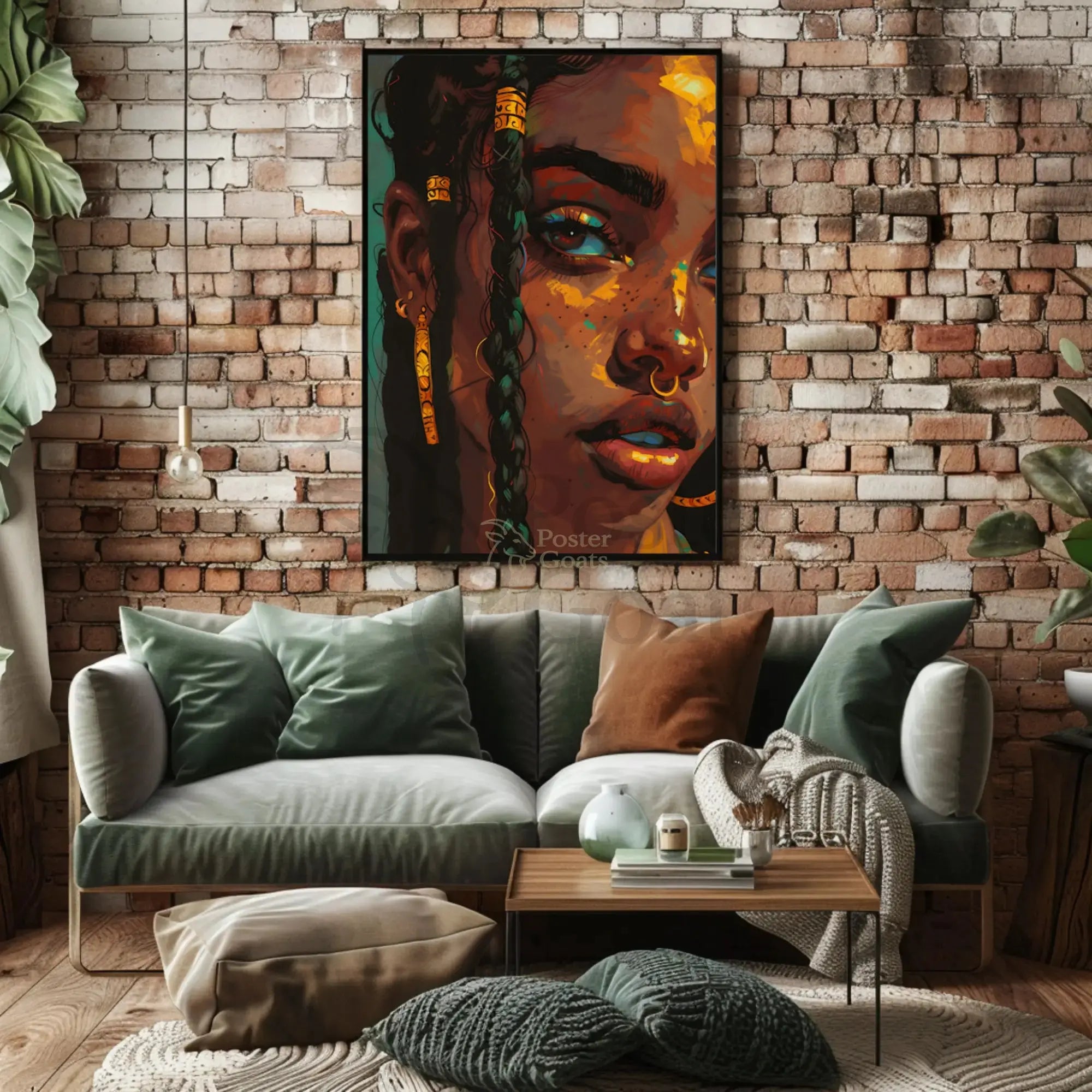 Minimalist Fashion Silhouette in Orange Artistic Poster PosterGoat